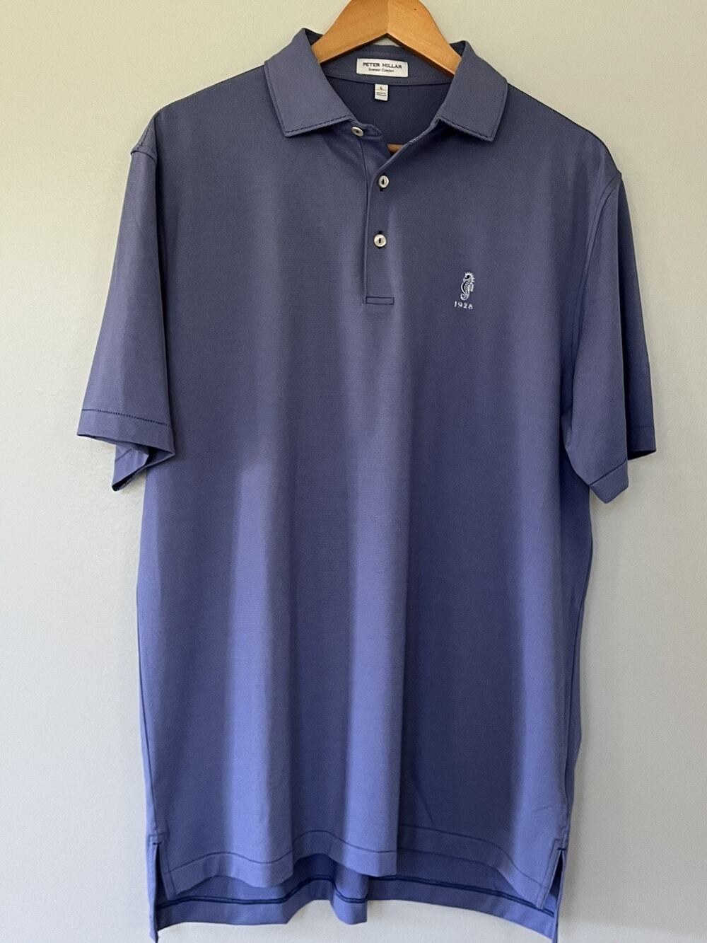 Peter Millar Summer Comfort Polo Mens L Blue Ponte Vedra Club